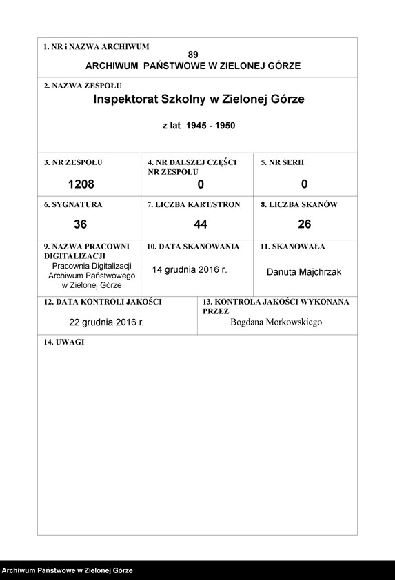 image.from.unit.number "Państwowe Gimnazjum i Liceum Koedukacyjne w Zielonej Górze -katalog główny klasa IV przyśp.- rok szkolny 1945/1946"