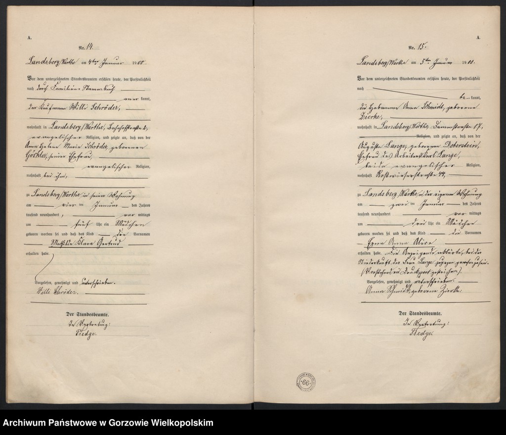 Obraz 11 z jednostki "Geburts Register"