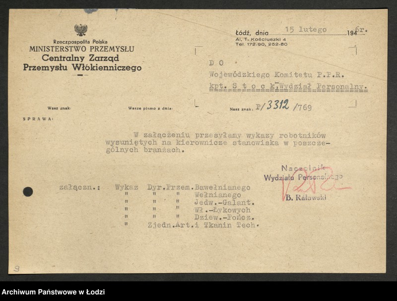 Obraz 8 z jednostki "Wykazy robotników członków partii wysuniętych na stanowiska [kierownicze]"