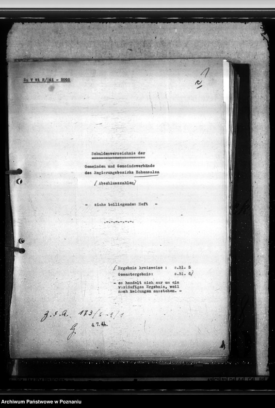 Obraz 5 z jednostki "Schuldenverzeichnis der Gemeingen und Gemeindeverbände des Regierungsbezirks Hohensalza (Inowrocław)"