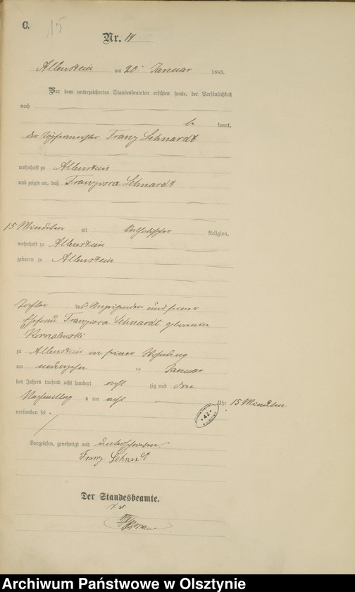 image.from.unit.number "Sterbe-Haupt-Register Nr 1 - 279"