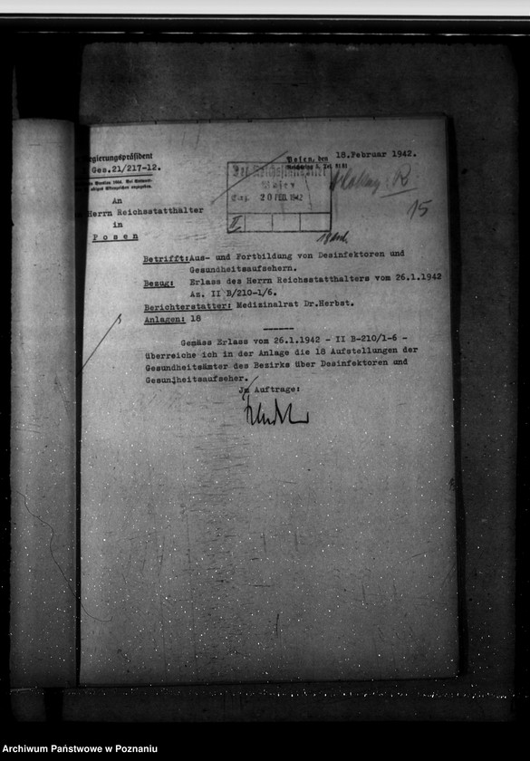 Obraz 19 z jednostki "Zahlenmässige Übersichten über das Medizinalpersonal. Ausbildung der Desinfektoren."