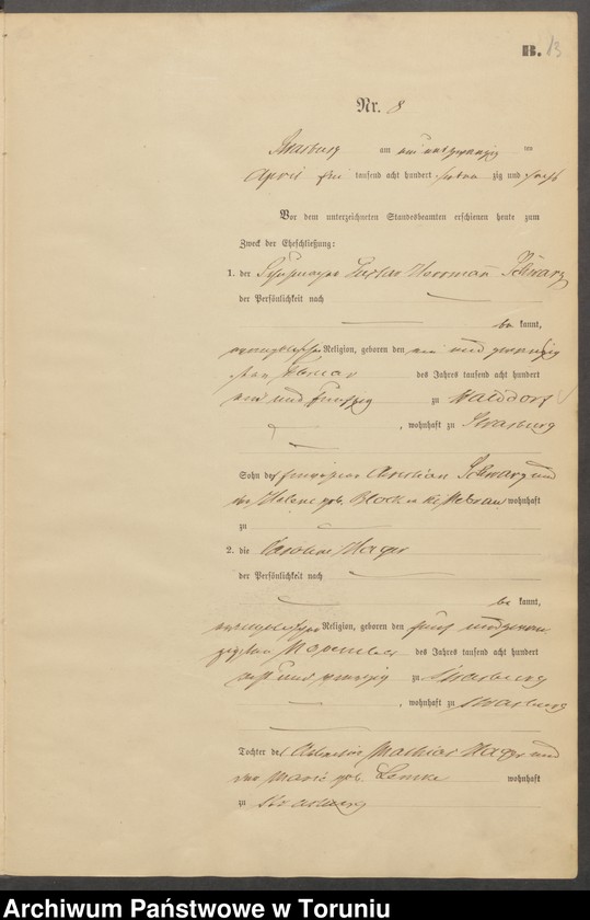 image.from.unit.number "Heiraths-Neben-Register Stadt Strasburg [Brodnica-Miasto] für das Jahr 1876"