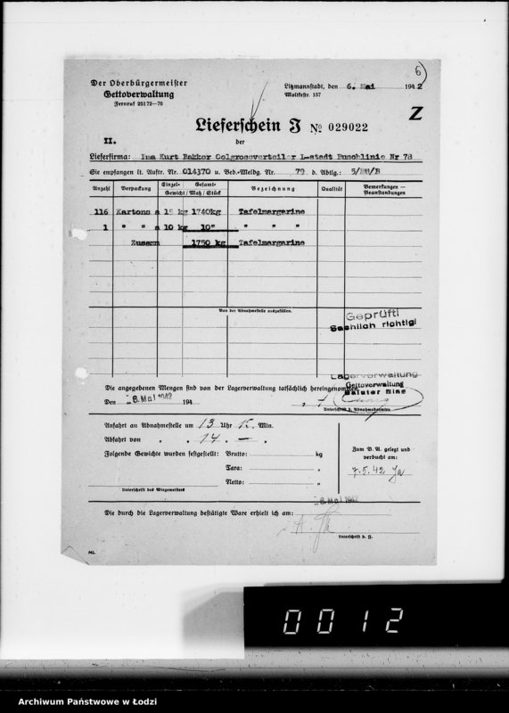 Obraz 10 z jednostki "Aufträge [Lieferscheinen und Rechnungen] 13800-13850.[i od 14351 do 14370]. [Dostawa artykułów pierwszej potrzeby do Getta]"