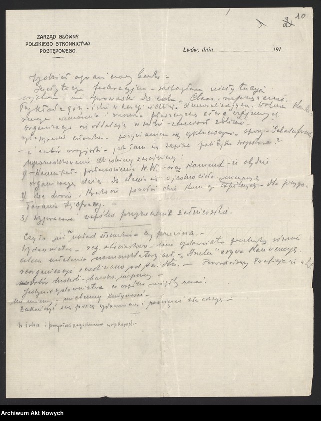 image.from.unit.number "Działalność społeczna, polityczna, i wojskowa Władysława Sikorskiego w Galicji w okresie przed wybuchem I wojny światowej. Projekty uchwał i memoriałów, korespondencja."