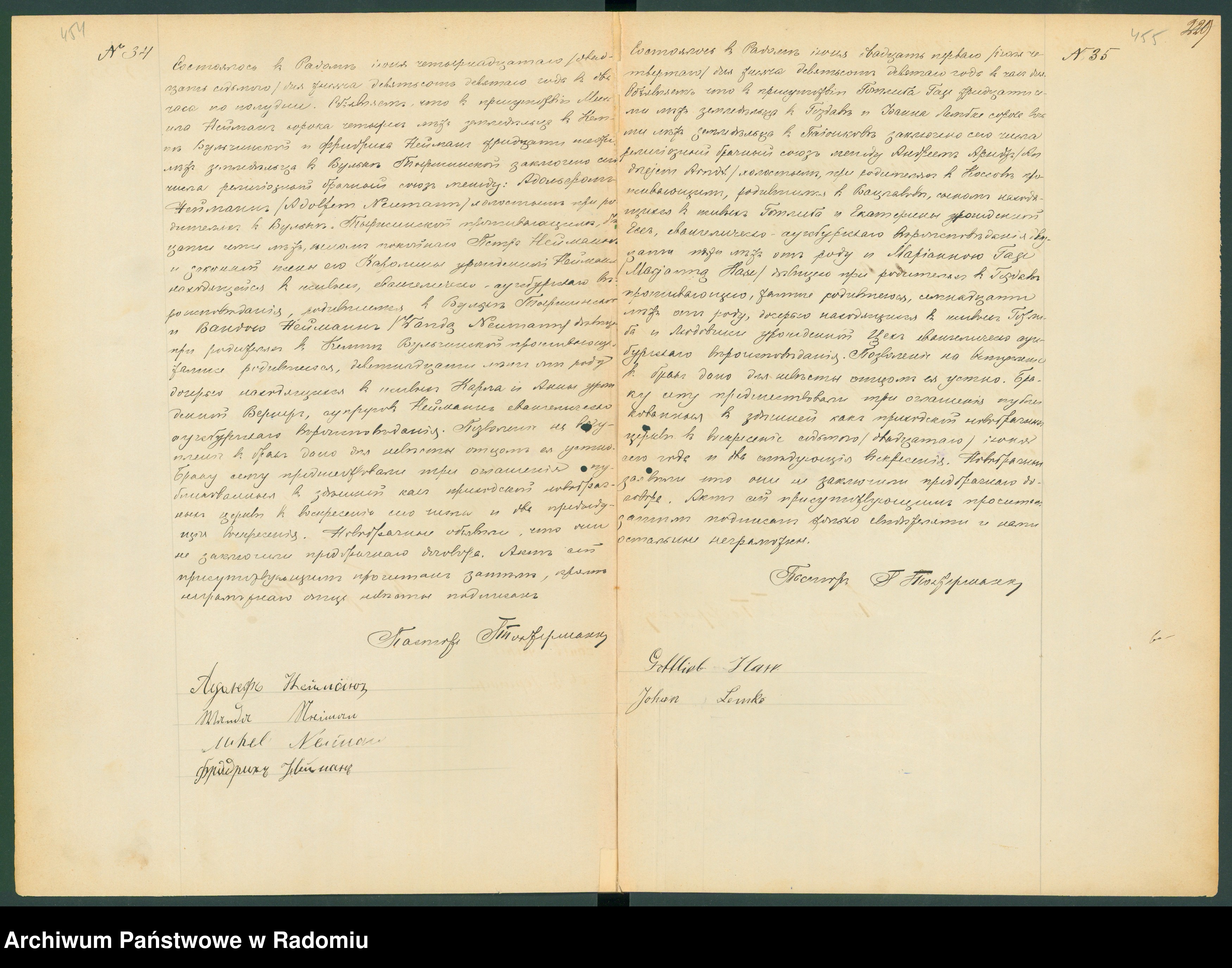 Skan z jednostki: [Unikat akt zaślubionych parafii ewangelicko-augsburskiej Radom za lata 1899 (od N 65) - 1909 (do N 48)]