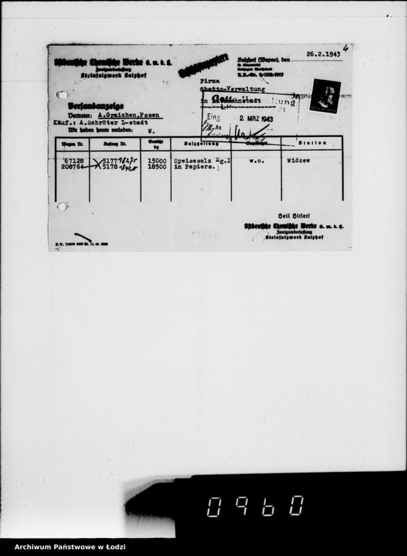 Obraz 9 z jednostki "Lebensmitteleinkauf. Aufträge, [Lieferscheinen und Rechnungen] 18371-18420. [Dostawa artykułów pierwszej potrzeby do Getta]"