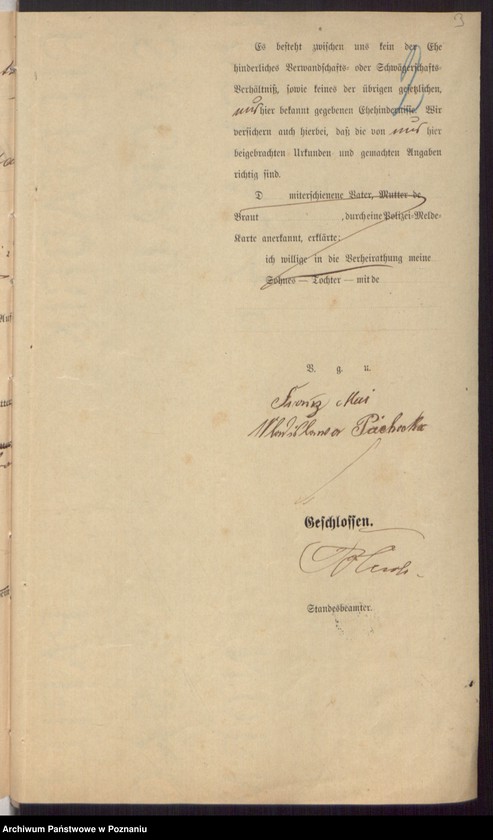 Obraz 5 z jednostki "Die von den Verlobten beigebrachten Urkunden zur Eheschliessung pro 1895"