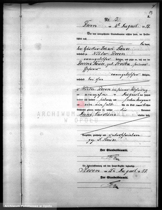 image.from.unit.number "Geburts-Neben-Register Standesamts Rosen pro 1877"