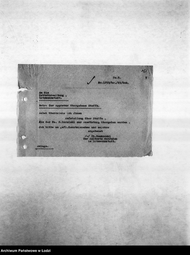 Obraz 13 z jednostki "Textil-Fabrikations-Abteilung [Produkcja i zapotrzebowanie materiałów dla resortu pracy]"