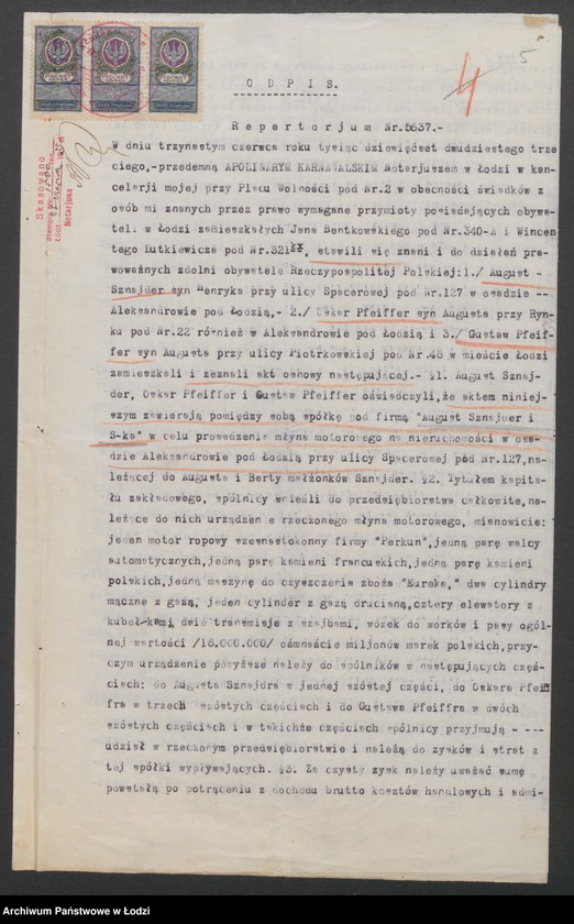 Obraz 7 z jednostki "August Sznajder i S-ka – prowadzenie młyna parowego"