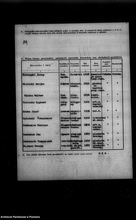 Obraz 18 z jednostki "Kwestionariusz Rolniczej Spółki Olejarskiej Spółka z o. o. w Szamotułach"