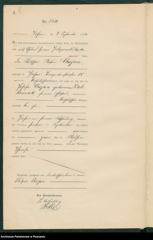 Obraz 9 z jednostki "Księga miejscowa urodzeń tom VII"