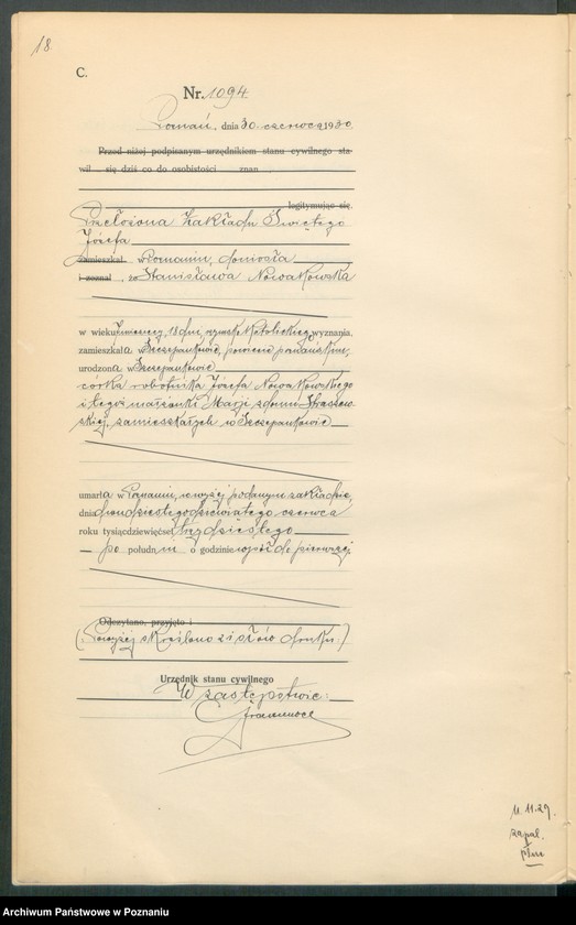 Obraz 20 z jednostki "Księga miejscowa zgonów tom III [Rejestr główny zgonów]"