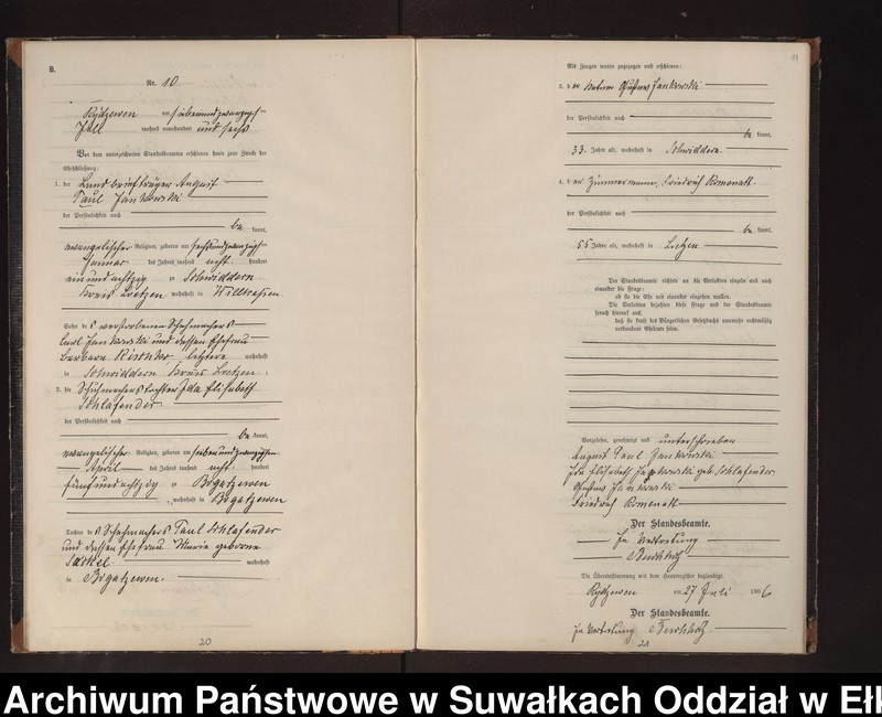 image.from.unit.number "Heirats-Neben-Register des Preussischen Standes-Amtes Rydzewen Kreis Lötzen"
