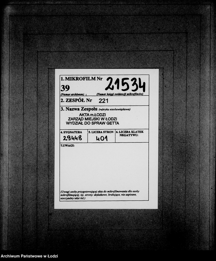 Obraz 2 z jednostki "Juden-Schreiben [Pisma skierowane do Przełożonego Starszeństwa Żydów w Getcie Łódzkim]. Nr.10569-20040"