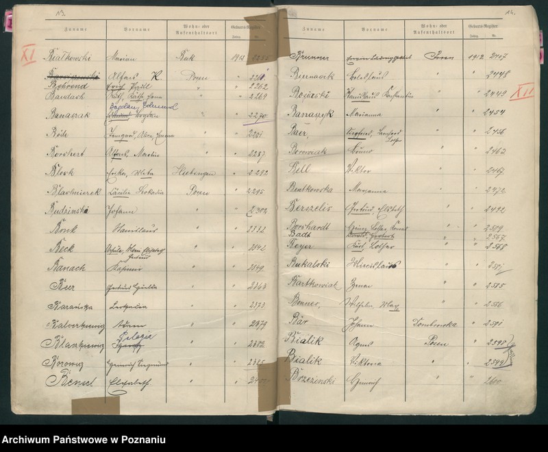 Obraz 10 z jednostki "Spis alfabetyczny urodzeń za 1912"