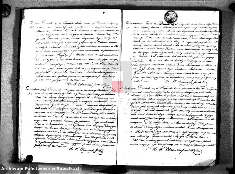 image.from.unit.number "Duplikat akt urodzonych, zaślubionych i zmarłych parafii wigierskiej z roku 1860"
