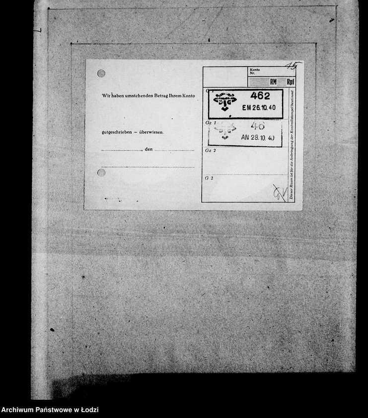 Obraz 19 z jednostki "Bankkonto nr 1600"