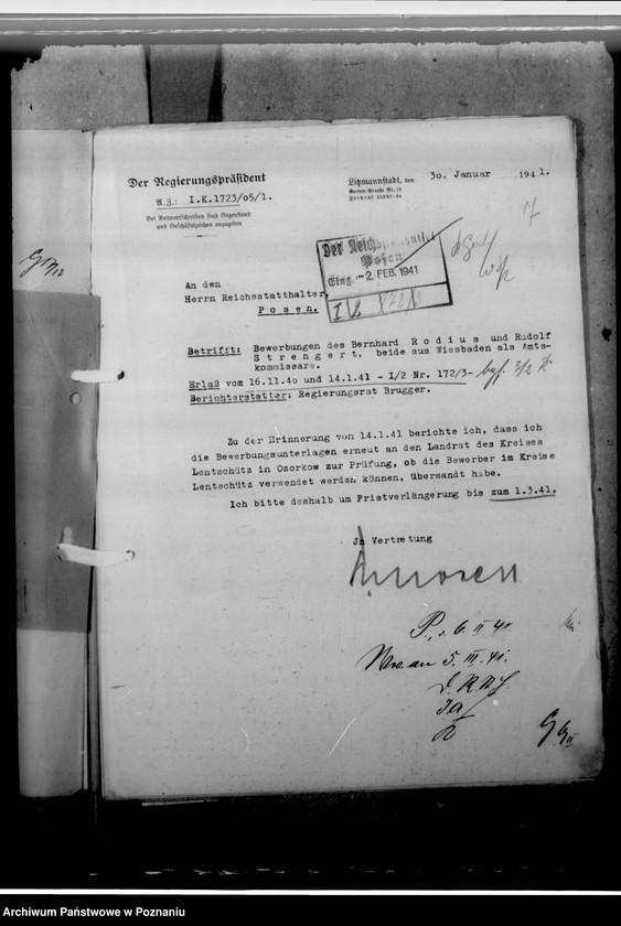 Obraz 11 z jednostki "Strengert, Rudolf und Rodius, Bernhard - Bewerbung als Amtskommissar"