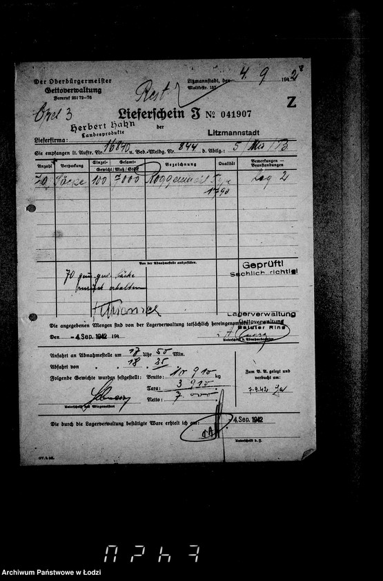 image.from.unit.number "Aufträge, [Lieferscheinen und Rechnungen] 16791-16840 [Dostawa żywności do Getta]"