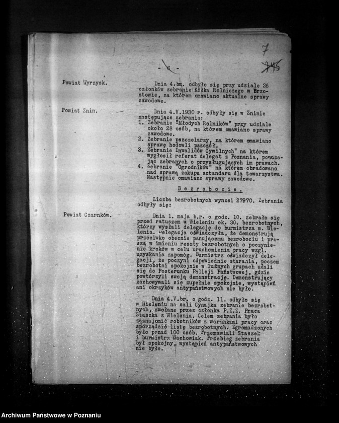 Obraz 11 z jednostki "Sprawozdania sytuacyjne tygodniowe za czas od 1 maja do 30 maja 1930 r. oraz akcja przedwyborcza"