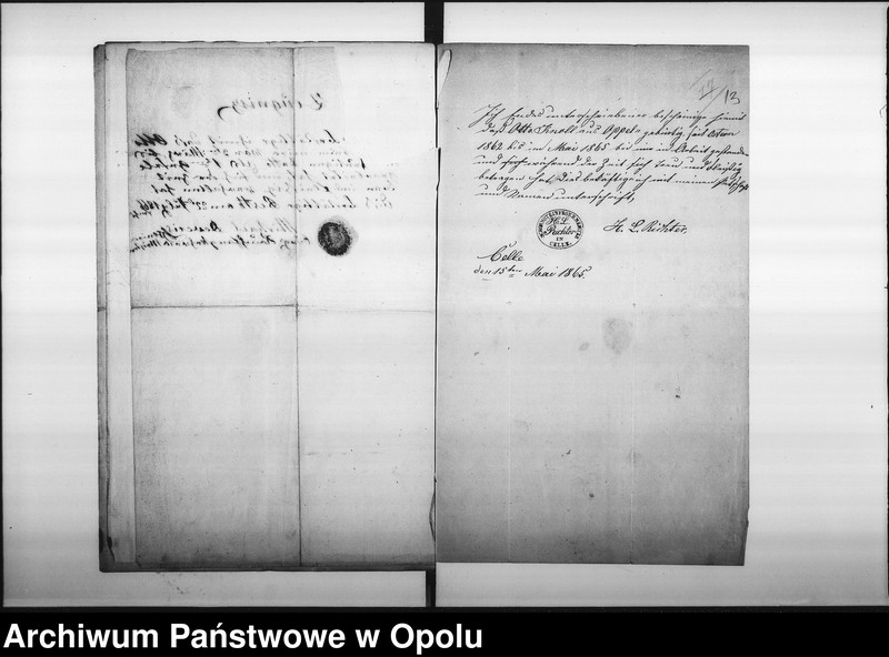 image.from.unit.number "Acta des Magistrats zu Oppeln betreffend die Anstellung des Schornsteinfegermeister Otto Knoll für den Oder - und Königs-Bezirk"