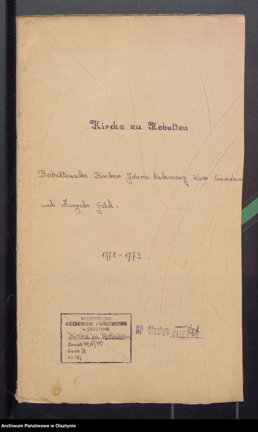 image.from.unit.number "Kobultische Kirchen Jahres Rechnung über Einnahme und Ausgabe Geld"