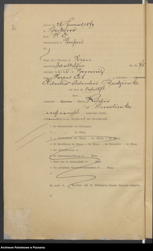 Obraz 4 z jednostki "Die von den Verlobten beigebrachten Urkunden zur Eheschliessung pro 1901. Vol II"