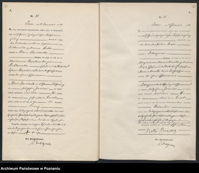 Obraz 19 z jednostki "Księga urodzeń tom I"