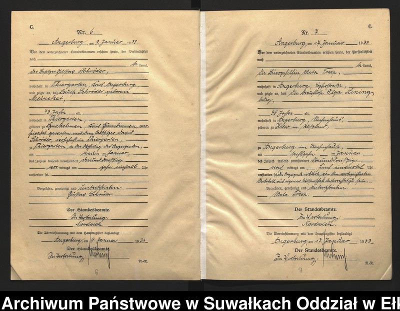 image.from.unit.number "C2. Sterbe - Register (Neben - Register) Standesamt Angerburg Ostpr. einschl. der Standesamtsbezirk Gross Strengeln, Kehlen und Prinowen"