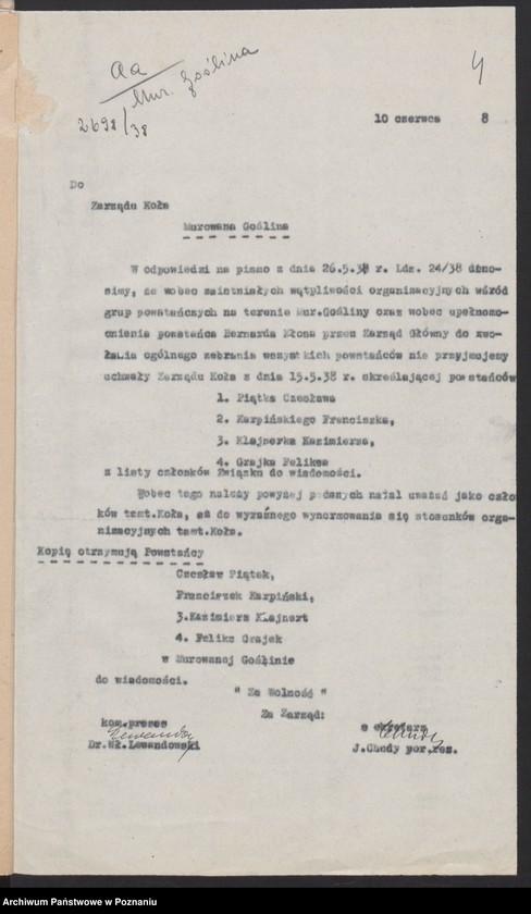 Obraz 7 z jednostki "Murowana Goślina, powiat Oborniki - akta koła."
