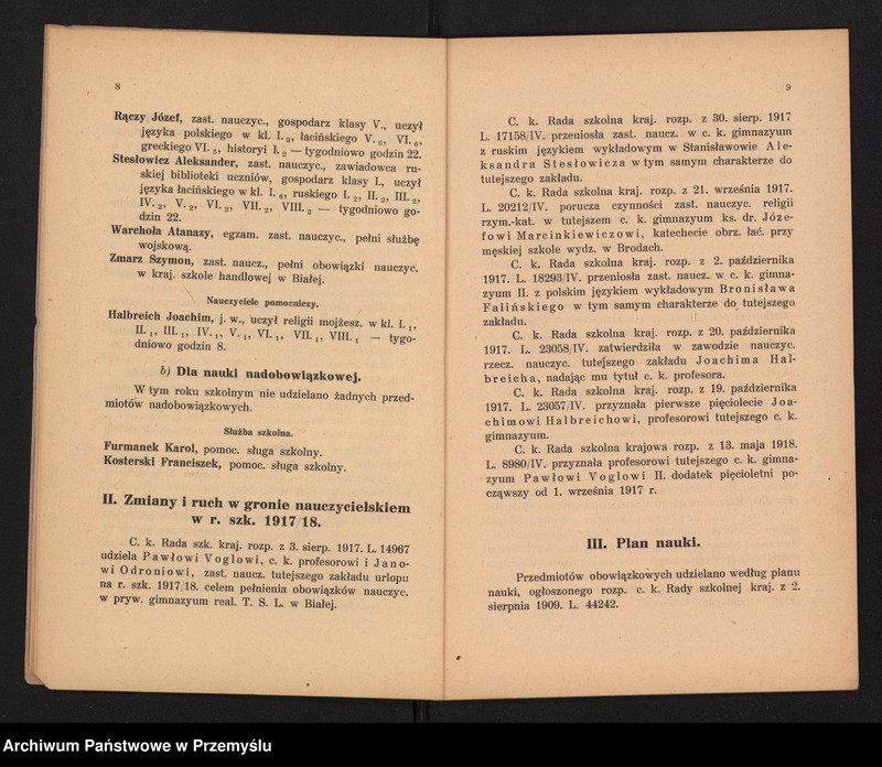 image.from.unit.number "II Sprawozdanie Dyrekcji C.k. Gimnazjum w Kamionce Strumiłowej za rok szkolny 1917/18"