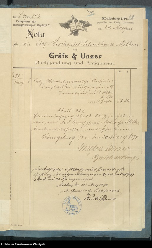 image.from.unit.number "Beläge der Kirchspiels Schulkasse Rechnung"