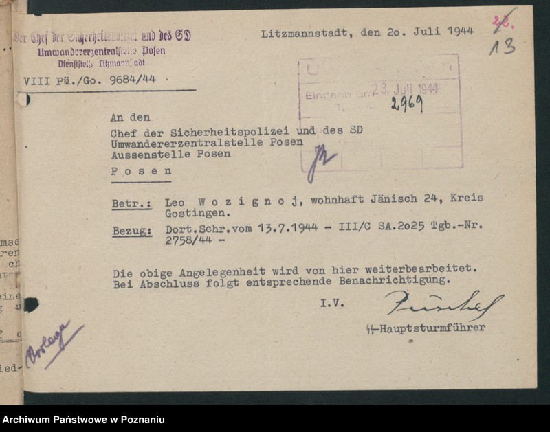 Obraz 16 z jednostki "Verdrängungslisten Gostigen [Gostyń]"