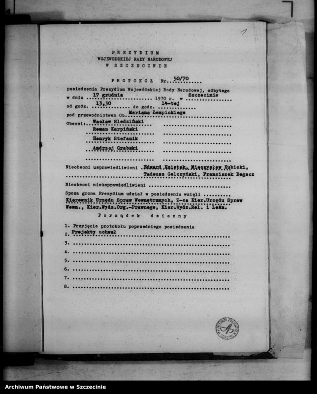 image.from.unit.number "Protokoły posiedzeń Prezydium Wojewódzkiej Rady Narodowej  nr 50-53, miesiąc grudzień"
