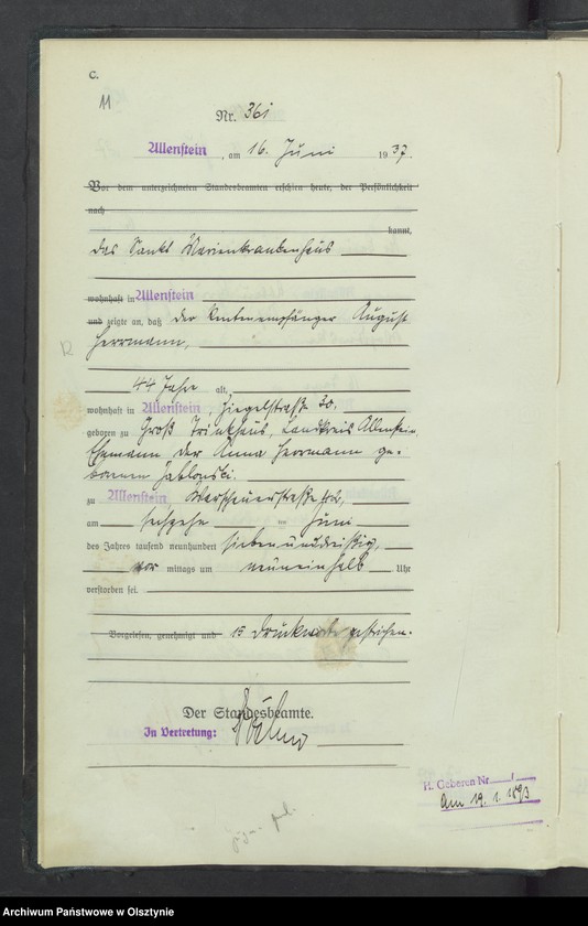 image.from.unit.number "Sterbe-Haupt-Register Tom II, Nr 352-717"