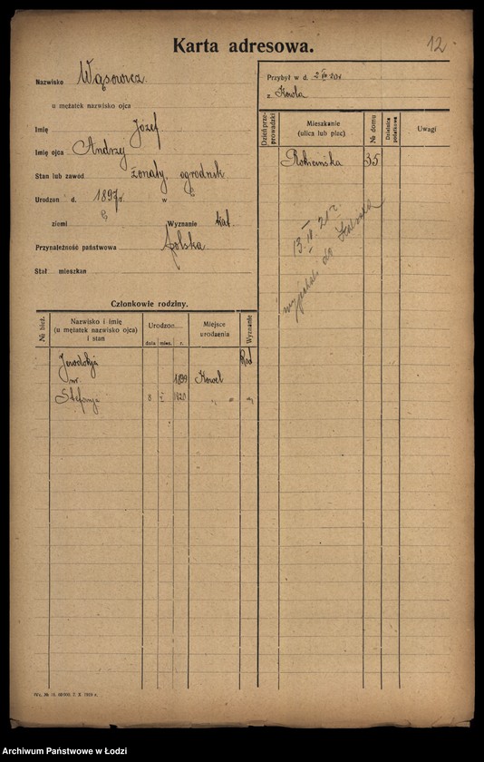 Obraz 14 z jednostki "[Spis ludności Łodzi] Wąsiakowska - Wedeman"