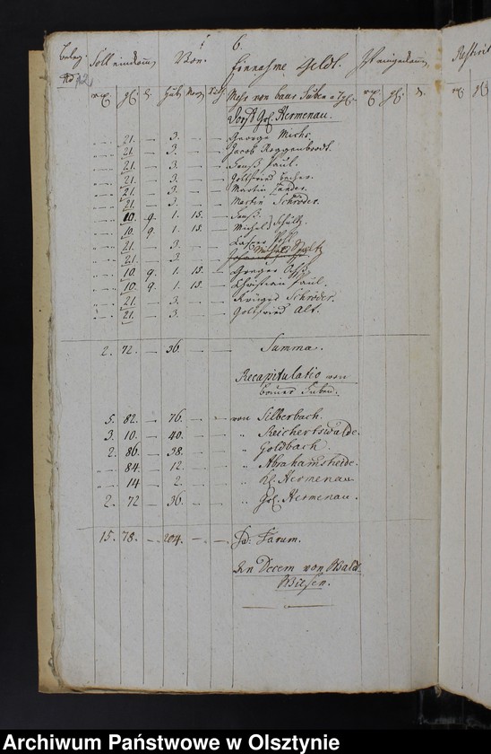 image.from.unit.number "Jahr Kirchen Rechnung der Silberbachschen Kirchen aller Einnahme und Ausgabe wie auch Bau-Rechnung"