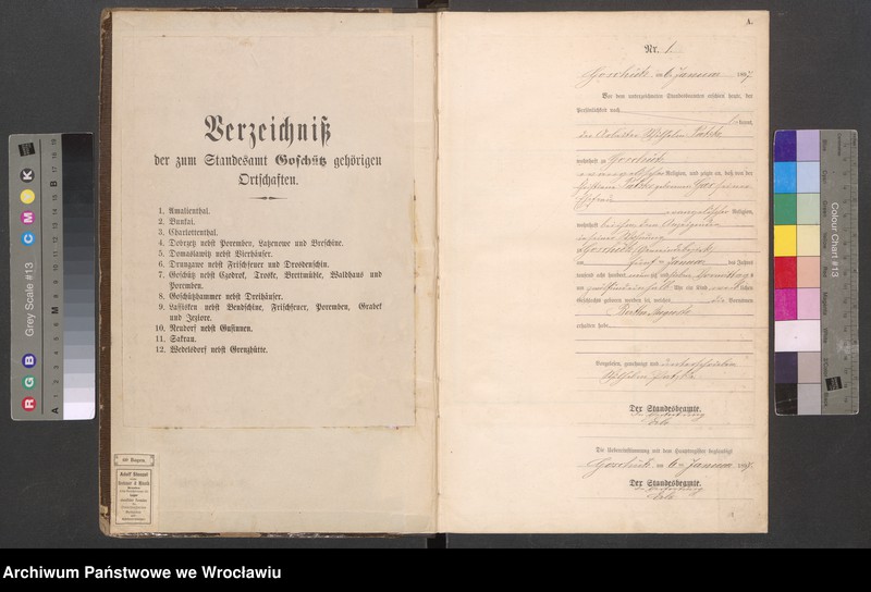 Obraz 3 z jednostki "księga urodzeń Urzędu Stanu Cywilnego w Goszczu (Goschütz) 1897"