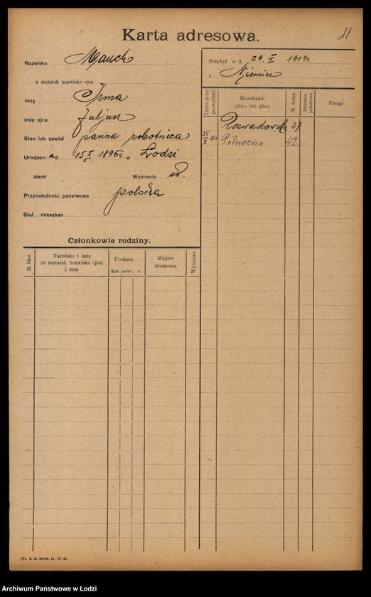 Obraz 13 z jednostki "[Spis ludności Łodzi] Matysek - Mazurenko"