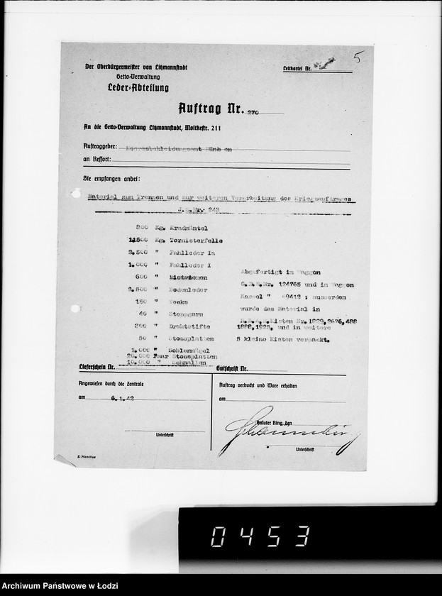 Obraz 9 z jednostki "Kriegsauftrag J.S.243 Holzschuhe [dla Heeresbekleidungsamt München] 85"