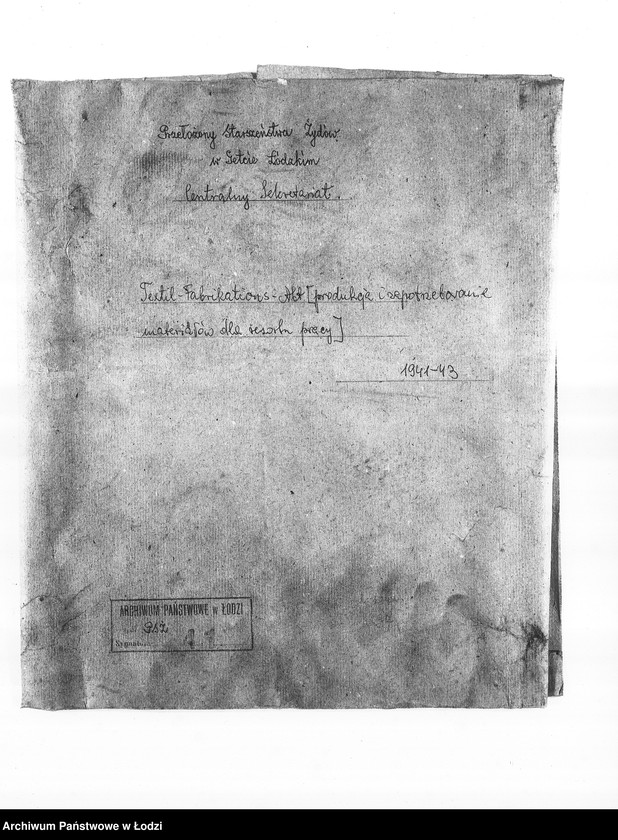 Obraz 3 z jednostki "Textil-Fabrikations-Abteilung [Produkcja i zapotrzebowanie materiałów dla resortu pracy]"