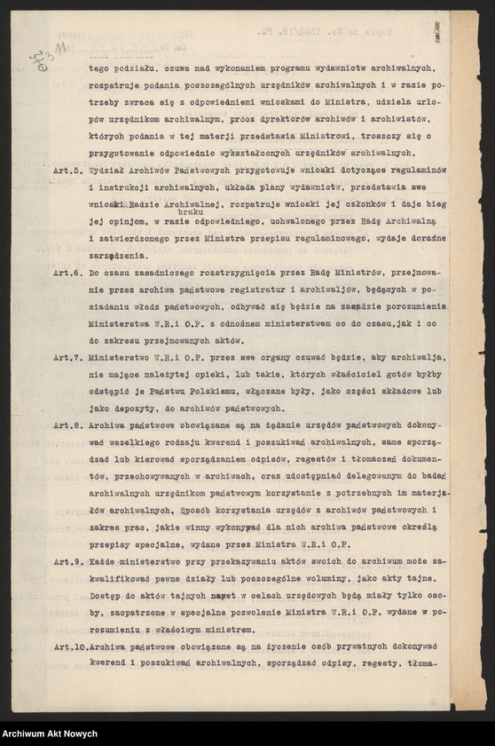 Obraz 8 z kolekcji "Dekret o organizacji archiwów państwowych i opiece nad archiwaliami."