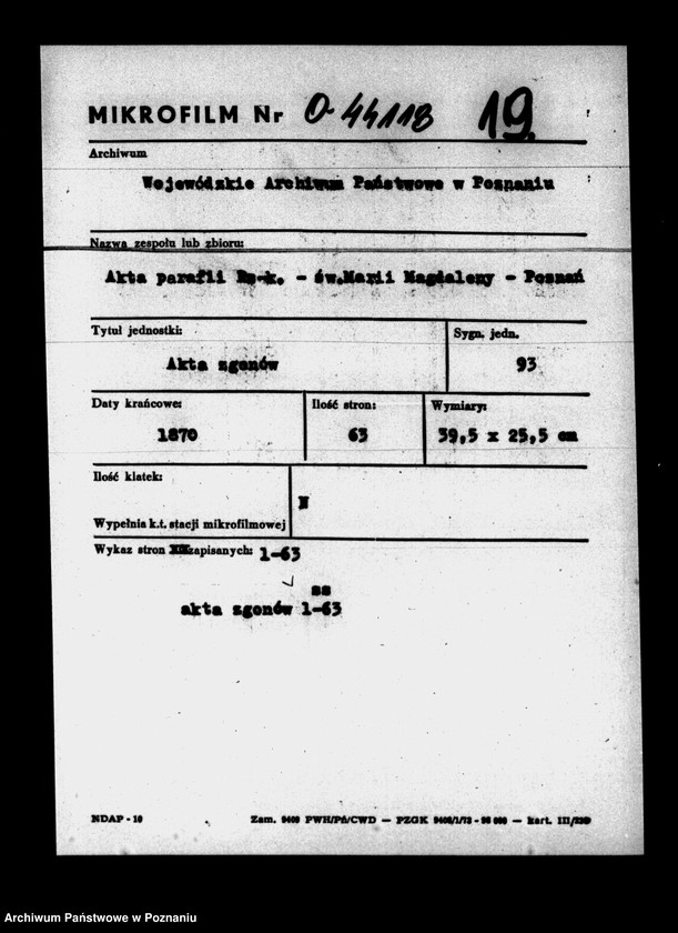Obraz 1 z jednostki "Księga zgonów"