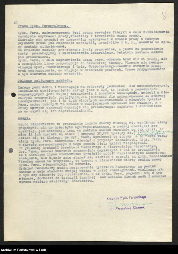 Obraz 9 z jednostki "Przemysł Metalowy - sprawozdania kierowników personalnych"