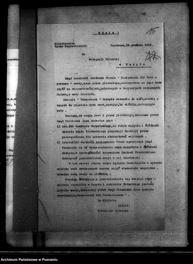 Obraz 20 z jednostki "Sprawy ogólno-administracyjne Układy i umowy graniczne rozporządzenia i zarządzenia"