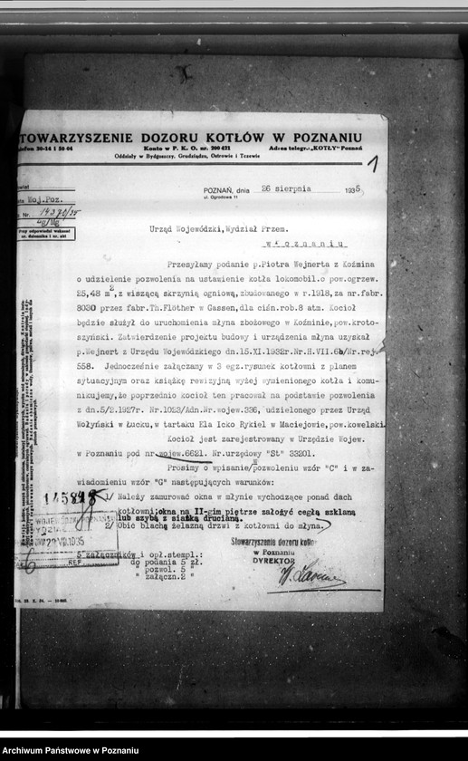 Obraz 5 z jednostki "Młyn P. Weinerta w Koźminie pow. krotoszyński nr woj. kotła 6621"