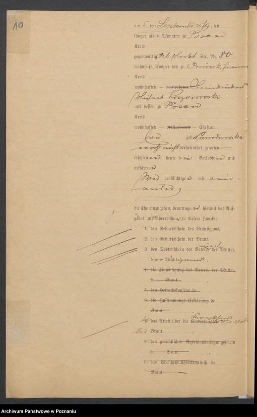 Obraz 12 z jednostki "Die von den Verlobten beigebrachten Urkunden zur Eheschliessung pro 1899"