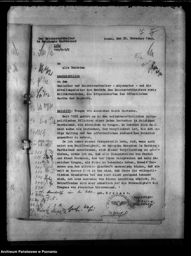 Obraz 11 z jednostki "Unterbringung der Behörden. Einrichtung der Dienststrafkammer. Förderrung des Baues von Baracken. Organisation des Gestapo."